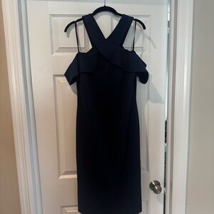 RACHEL Rachel Roy Navy Cold-Shoulder Midi Dress